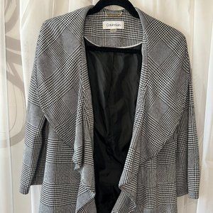 Calvin Klein Houndstooth Stretch Open Front Waterfall Blazer